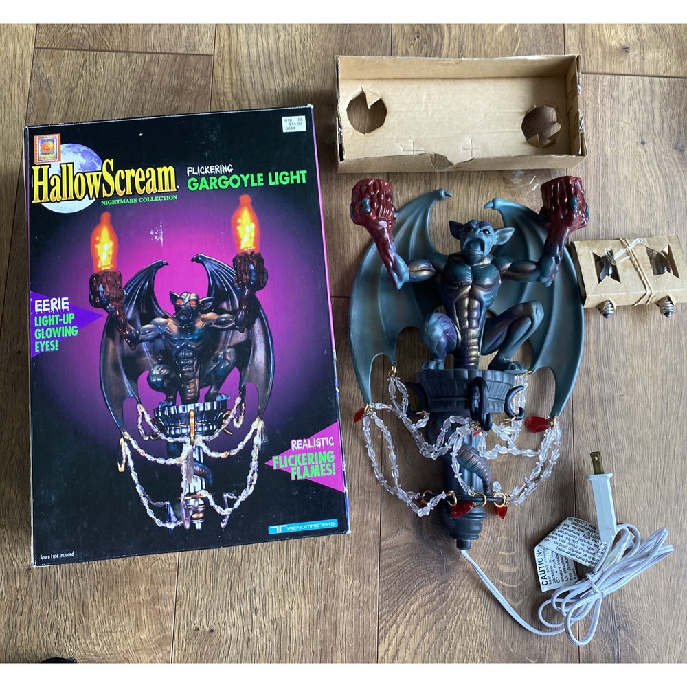 VINTAGE 1996 HallowScream Flickering Gargoyle Light w/ Bulbs WORKS‎ Halloween